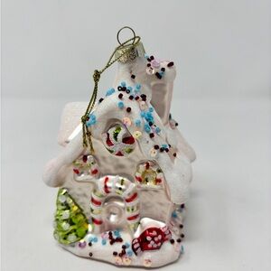 Charming Holiday House Ornament with Candy Accents